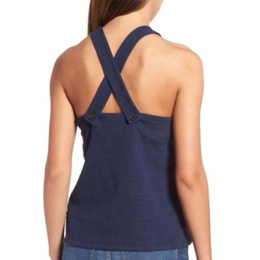 Madewell apron back knit top navy